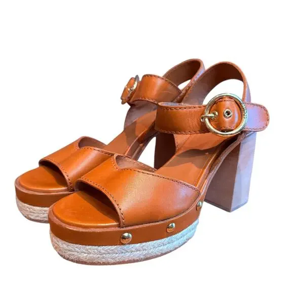 See by Chloe Vivian Espadrille Heel Sandal Shoe 39 Rubber Outsole Ankle Strap - Picture 4 of 15